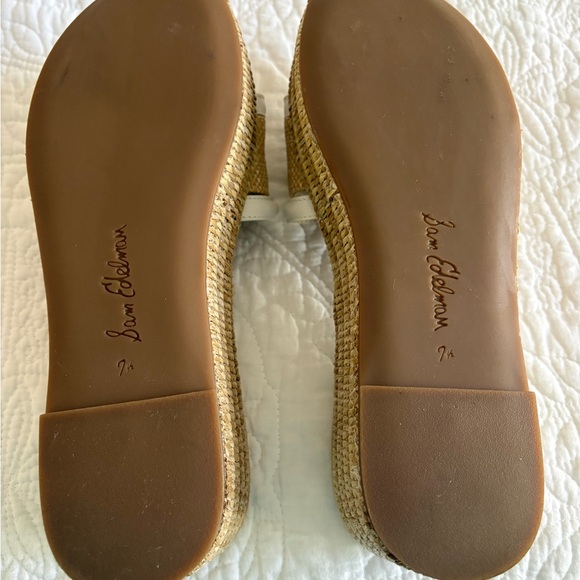 Sam Edelman White Leather & Natural Raffia Slide Mules - Picture 5 of 5